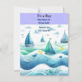 Nautical Baby Pojke Födelsedagsinbjudan Inbjudningar
