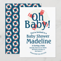 Nautical Baby Shower Åh Baby Ocean Inbjudan