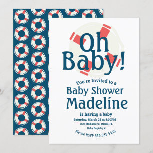 Nautical Baby Shower Åh Baby Ocean Inbjudan
