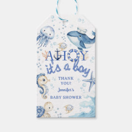 Nautical Baby Shower Ahoy Sailor Navy Blue Presentetikett
