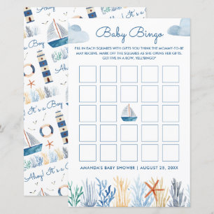 Nautical Baby Shower Baby Bingo Game