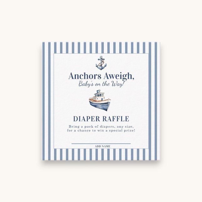 Nautical Baby Shower Blöja Lotteri  Tilläggskort (Skapare uppladdad)