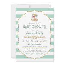 Nautical Baby Shower Blommigt Anchor Mint-Grönt