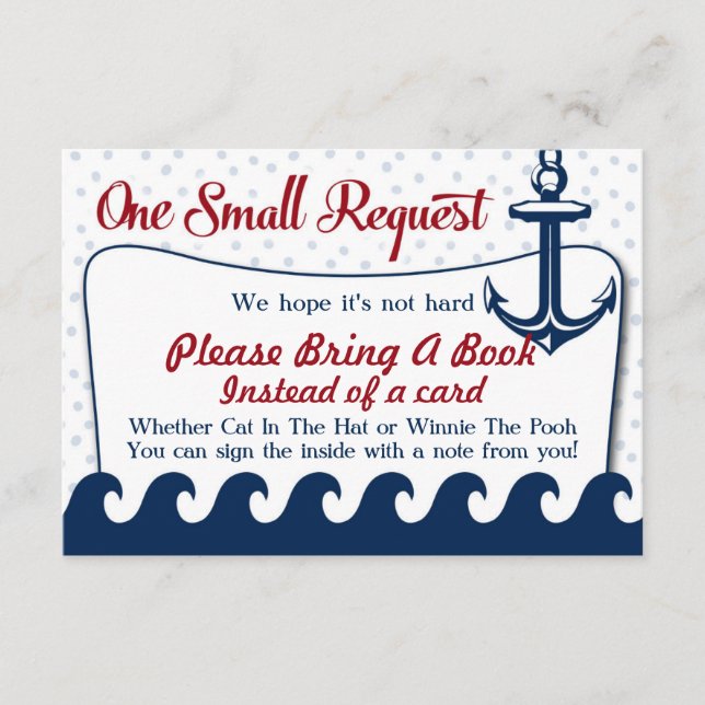Nautical Baby Shower Bok Kort Vänligen Ta Med En B (Framsida)