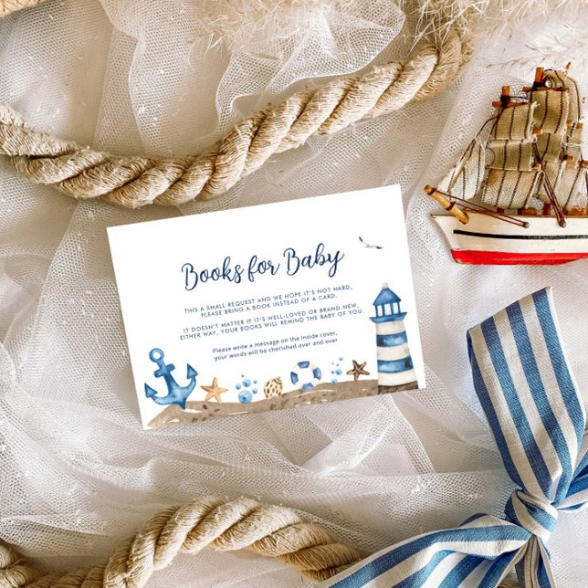 Nautical Baby Shower Bokar för Baby-kort Anteckningskort (Skapare uppladdad)