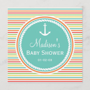 Nautical Baby Shower, Bright Rainbow Rand Inbjudningar