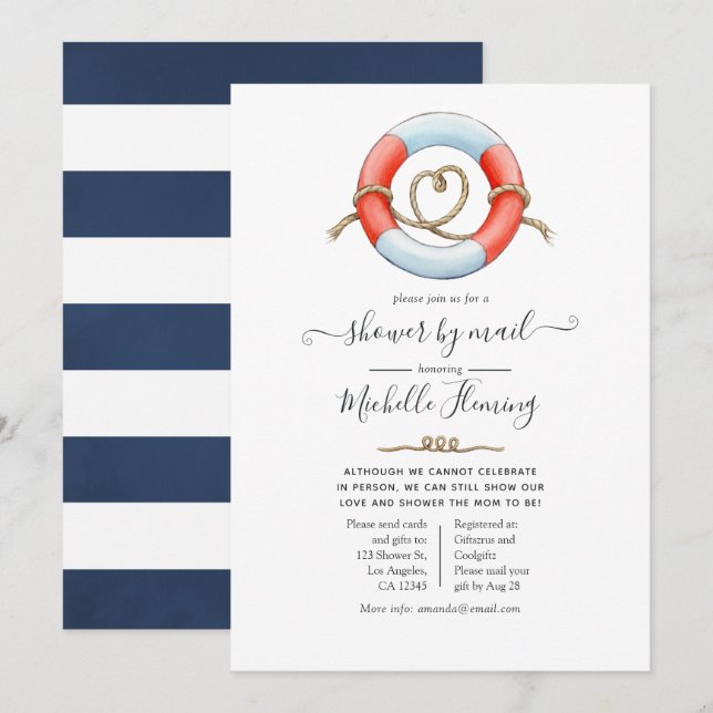 Nautical Baby Shower by Mail Inbjudningar (Fram/baksida)