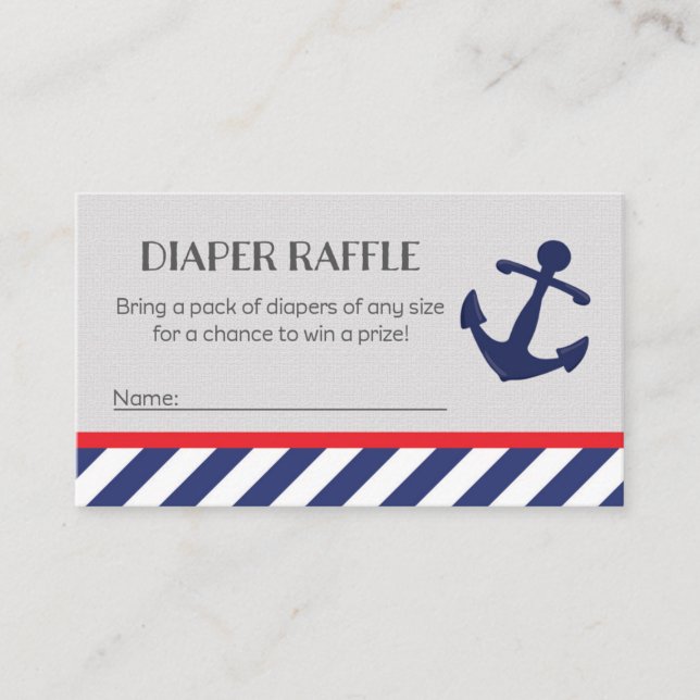 Nautical Baby Shower Diaper Raffle Biljett Tilläggskort (Framsida)