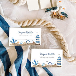 Nautical Baby Shower Diaper Raffle Card Anteckningskort