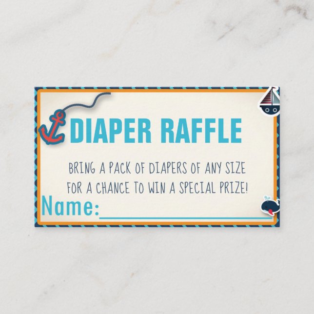Nautical Baby Shower Diaper Raffle Card Tilläggskort (Framsida)