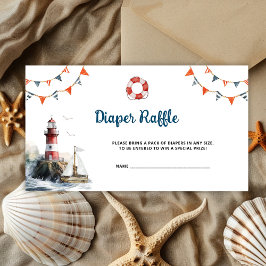 Nautical Baby Shower Diaper Raffle Tilläggskort