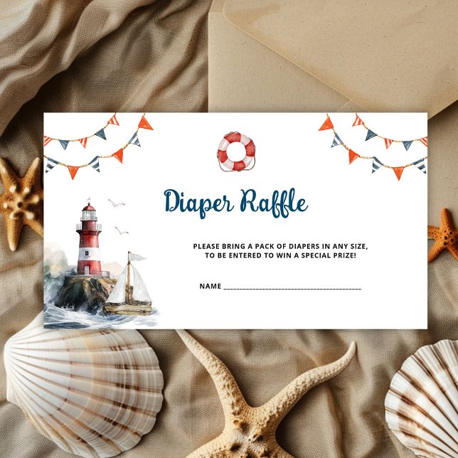 Nautical Baby Shower Diaper Raffle Tilläggskort (Skapare uppladdad)