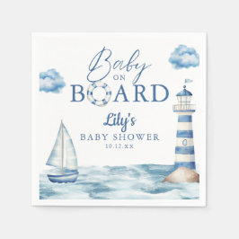 Nautical Baby Shower för Bebis Ombord Pappersservett