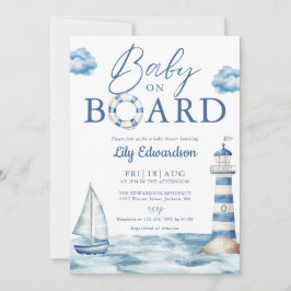 Nautical Baby Shower för bebisar ombord - allt i e Inbjudningar