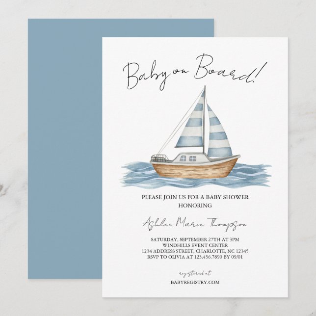 Nautical Baby Shower för kommande bebis Inbjudningar (Fram/baksida)