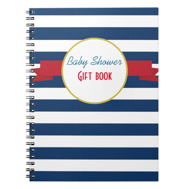 Nautical Baby Shower-gåva bok. Anteckningsbok Med Spiral (Framsidan)