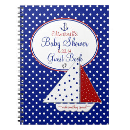 Nautical Baby Shower Guest Bok- Anteckningsbok Med Spiral