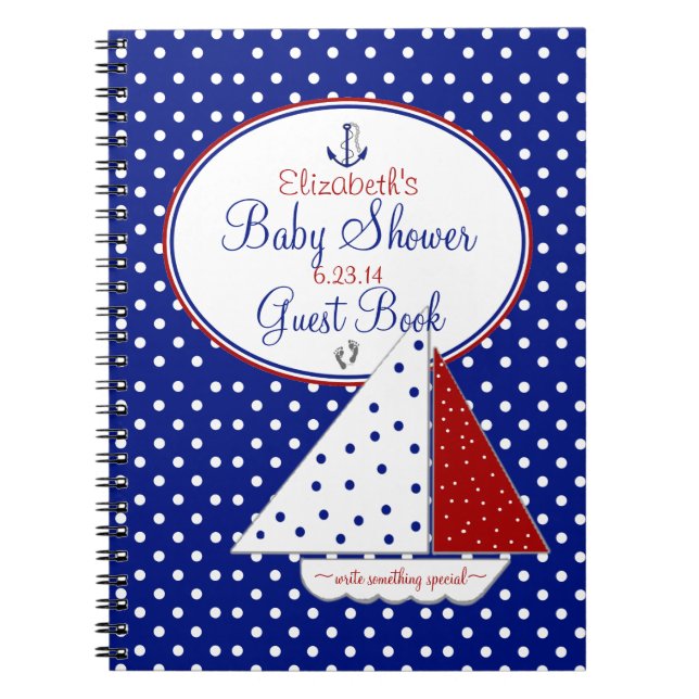 Nautical Baby Shower Guest Bok- Anteckningsbok Med Spiral (Framsidan)