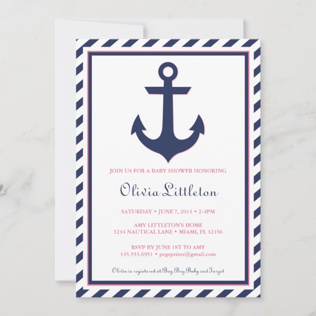 Nautical Baby Shower-inbjudan - Ahoy det är en fli Spara Datumet (Framsida)