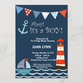 Nautical Baby Shower-inbjudan, Ahoy, det är en poj Inbjudningar