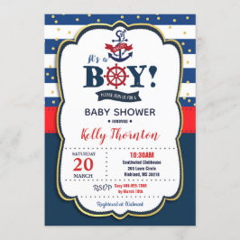 Nautical Baby Shower-inbjudan Boy Inbjudningar