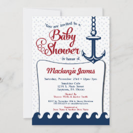 Nautical Baby Shower-inbjudan Retro Navy Red Inbjudningar