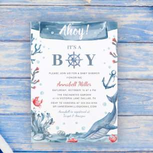 Nautical Baby Shower its a Boy Inbjudningar