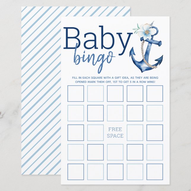 Nautical Baby Shower-Märkre | Blue Waterco (Fram/baksida)
