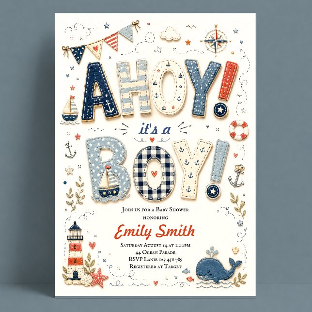 Nautical Baby Shower Pojke Inbjudningar (Skapare uppladdad)