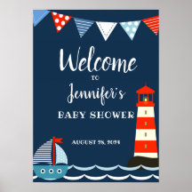 Nautical Baby Shower Poster, Välkomstskylt, Party