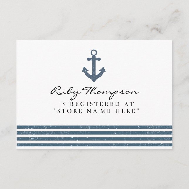 Nautical Baby Shower Presentregistreringskort Tilläggskort (Framsida)