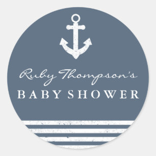 Nautical Baby Shower Sticker Runt Klistermärke