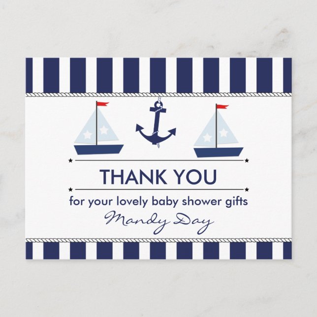Nautical Baby Shower Tack vykort (Framsida)