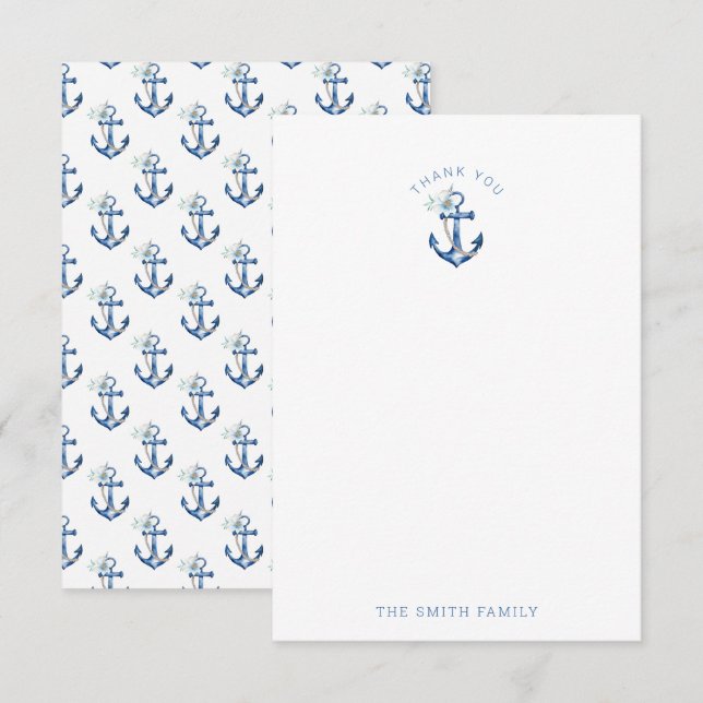 Nautical Baby Shower - tackkort | Blue Waterco Tack Kort (Fram/baksida)