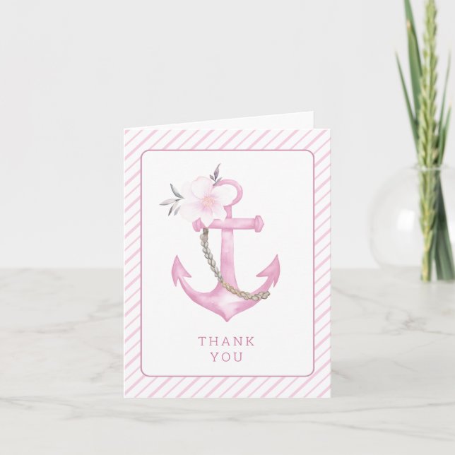 Nautical Baby Shower - tackkort | Vattenfärg F (Framsida)