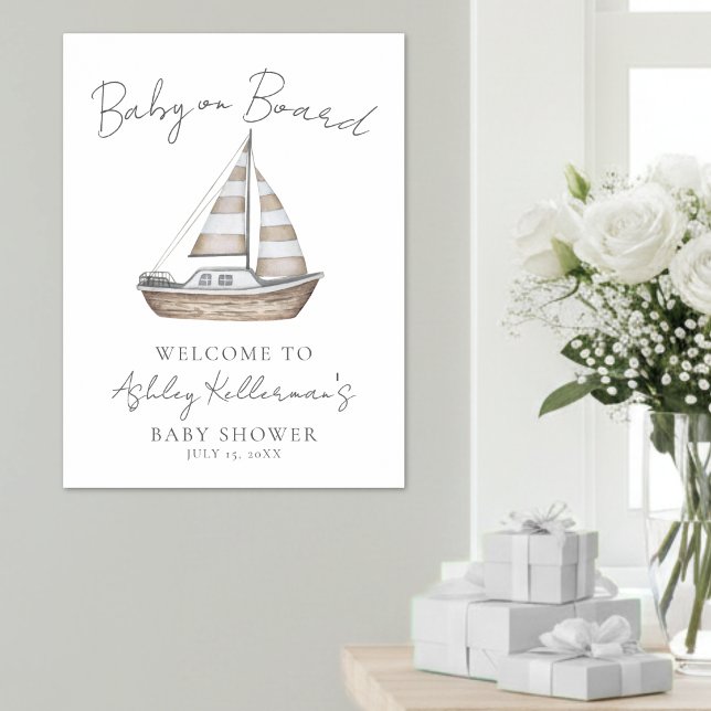 Nautical Baby Shower Välkomstskylt Poster (Nautical Baby Shower Welcome Sign)