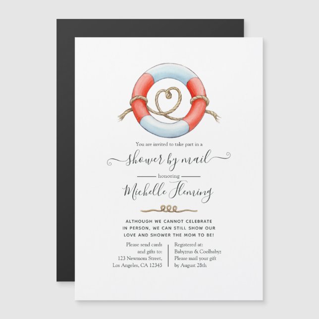 Nautical Baby Shower via post Magnetisk Inbjudningskort (Fram/baksida)