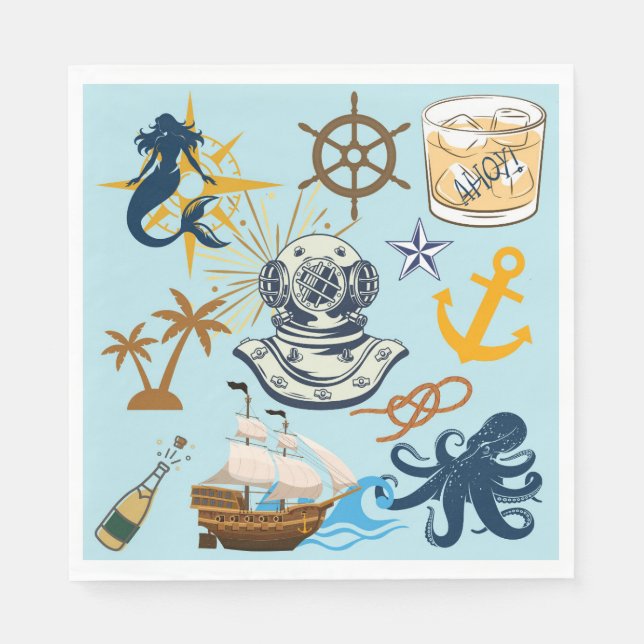   Nautical Bachelor Party Pappersservett (Framsidan)