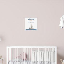 Nautical Barns födelsedag | Blått och vitt fartyg Poster