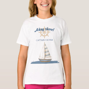 Nautical Barns födelsedag Blått och vitt fartyg T Shirt