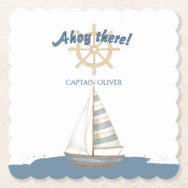 Nautical Barns födelsedag | Blått och vitt fartyg Underlägg Papper