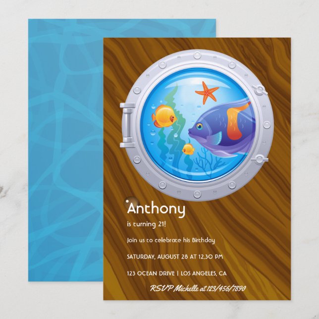 Nautical Barns födelsedag Inbjudningar (Fram/baksida)