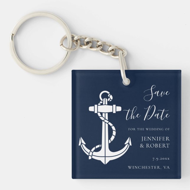 Nautical båtankare spara datum bröllop (Framsidan)