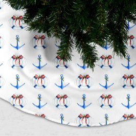 Nautical båtanker och livring jul julgransmatta borstad polyester