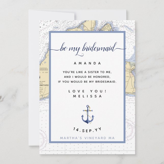 Nautical BE My Bridesmaid | Martha's Vineyard Inbjudningar (Framsida)