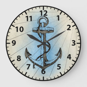 Nautical Beach Anchor Naval Stor Klocka