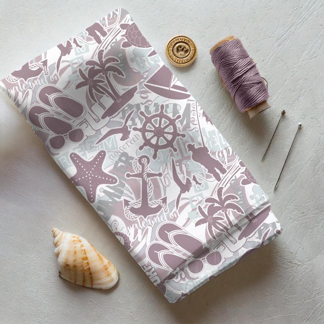 Nautical Beach Collage Mauve ID840 Tyg (Skapare uppladdad)