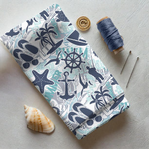 Nautical Beach Collage Navy ID839 Tyg