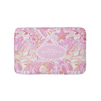 Nautical Beach Collage Shock rosa ID840 Badrumsmatta