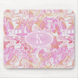 Nautical Beach Collage Shock rosa ID840 Musmatta